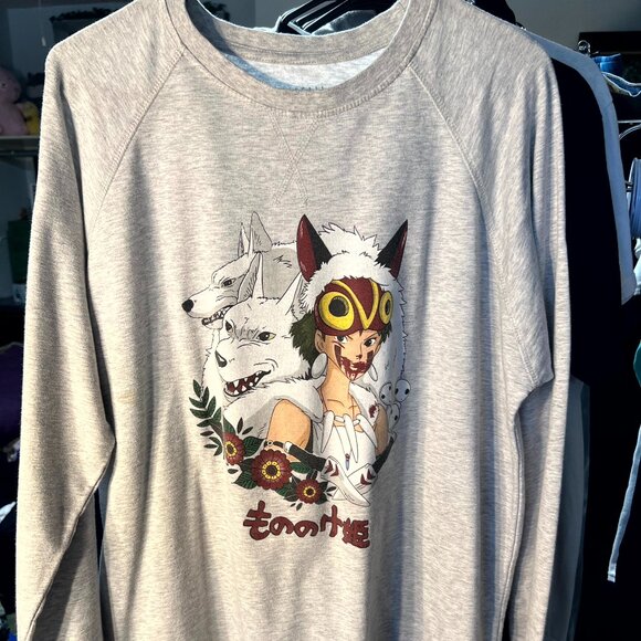 Princess Mononoke Studio Ghibli Heather Grey Graphic Sweatshirt SZ XL - RARE! - Picture 1 of 3